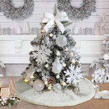 Christmas Mini  Tree Skirt Small Faux Fur Tabletop Christmas Tree Skirt 15 Inch Xmas Tree Rug White Christmas Decorations Tree Ornaments For 2 Ft Tree - 白色 - 查看 3
