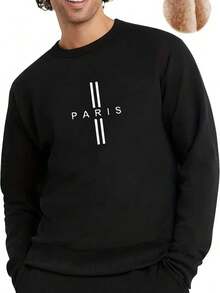 男士字母印花圆领卫衣，宽松版型，保暖内里，长袖灰色卫衣，圆领长袖落肩保暖抓绒休闲套头卫衣，适合秋冬季穿着