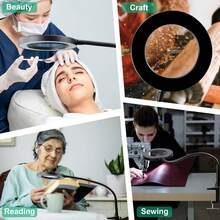 Lampă de birou LED reglabilă cu lupă - reglabilă, gât de lebădă flexibil, rotație la 360°, lupă 10X, alimentată prin USB, 3 moduri de iluminare, reglare a luminozității pe 10 niveluri, potrivită pentru citit, muncă la birou și meșteșuguri - iluminare cu clips care protejează ochii