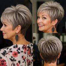 短款精灵短发假发，带刘海 - 直巴西真人发，适合日常佩戴，日常发饰，玫瑰网帽，女士短发假发 - 彩色 - 查看 9