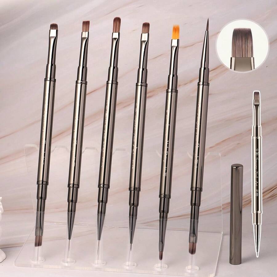 3 pièces Brosse à ongles pour liner français 3D, 1/6 pièces, gel UV, nettoyage, aérographe pour ongles, colle à ongles, poussière, art acrylique, jeux de brosses à ongles - Multicolore - Voir 1