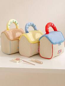 可爱小屋造型毛绒大容量化妆包，撞色设计，防水旅行洗漱包，礼品化妆包，化妆袋，洗漱包，旅行必备，邮轮必备，度假必备，男女通用旅行收纳盒，节日必备，女士礼物 - 彩色 - 查看 5