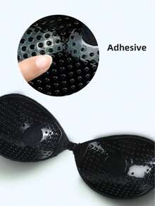 2pairs Invisible Bra Reusable Strapless Front Clasp Invisible Nipple Patches Women Backless Strapless Bra Seamless Self-Adhesive Silicone Nipple Cover Boob Pads Sticker Wedding Dress Lingerie Big Breasts And Small Breasts Are Suitable For No Stuffy Skin And No Curling. - Black - View 8