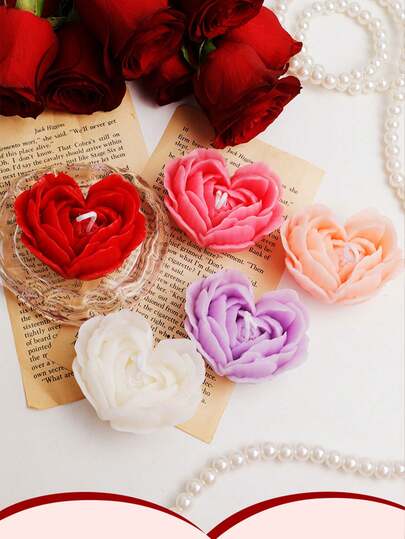 شمعة بشكل قلب معطرة برائحة الورد | هدية رومانسية للعطور للحبيبة - ديكور حفلة عيد الحب، الذكرى السنوية، عيد الميلاد، المواعدة