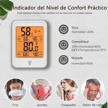 Termómetro Higrómetro Digital para Interiores con Retroiluminación, Imán y Pantalla LCD, Monitor de Temperatura y Humedad de Montaje en Pared, ℃ ℉   Conmutable, Registros Mínimos y Máximos para Hogar - blanco - Ver 11
