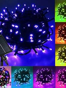 luces navideñas luz impermeable 100 led tira de luz para navidad y halloween luces de un color y luces multicolores Adecuadas para Patio, Postes, Porches, Árboles, Barandillas, Patios y Decoraciones Navideñas, - Multicolor - Ver 2