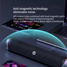 HP Compatible Wired/Wireless Speaker With 360-Degree Surround Sound And RGB Lighting Effects, Teardrop Shape For Enhanced Sound Transmission - Black - View 8