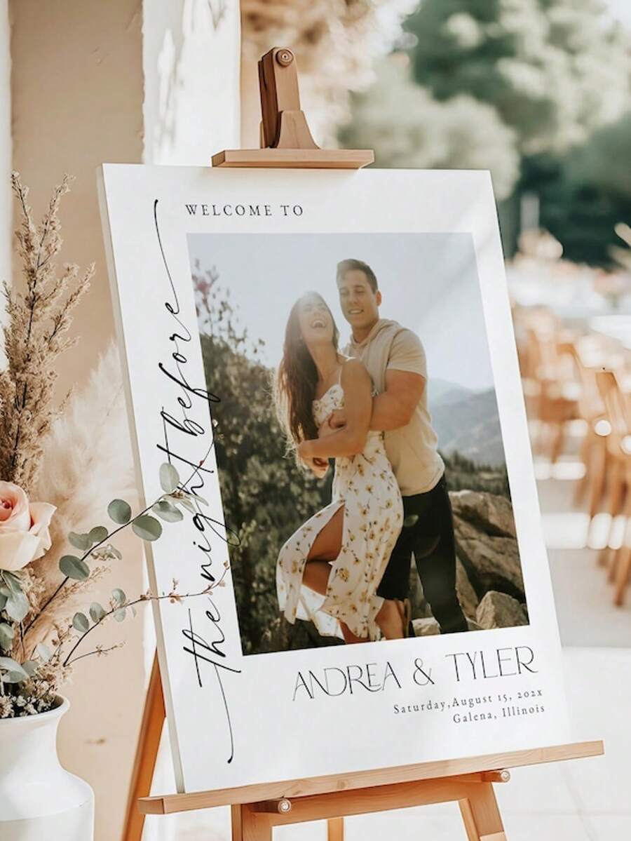 Wedding Welcome Sign Template, Modern Photo Welcome Sign Template, Printable Wedding Reception Poster - Multicolor - View 1