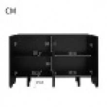 Sideboard, Teardrop-Shaped Sideboard With Molded Doors And Cushion Hinges - Black + Particle Board - View 7