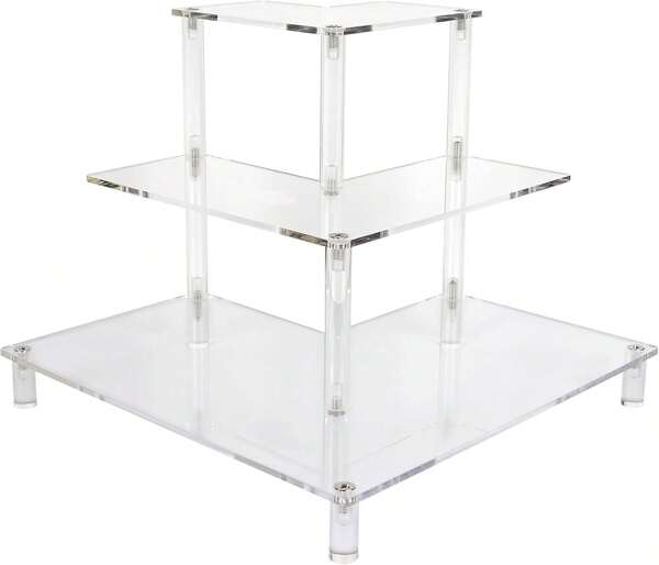 Gonice 3 Tier Acrylic Display Riser, Display Stand For Amiibo  POP Figures, Corner Shelf For Living Room, Bathroom, Home