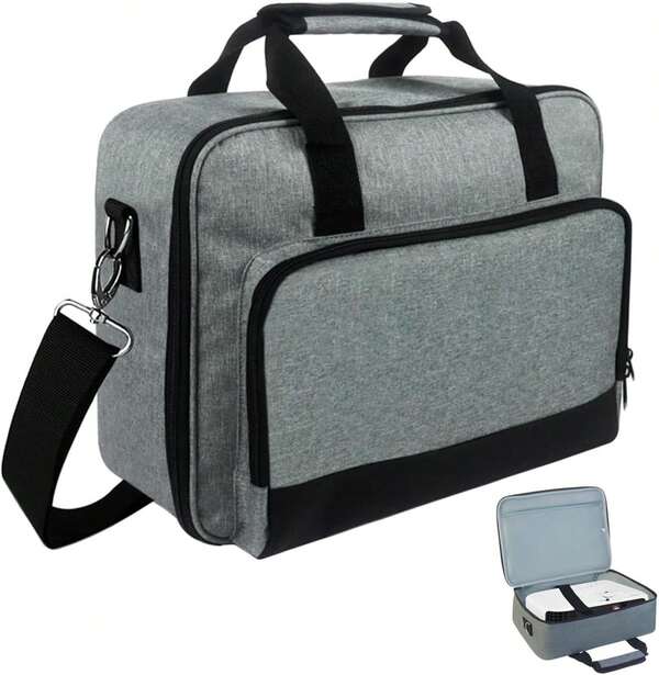 YEXAOEKG Bolsa Grande para Proyector Portátil, Compatible con Proyectores De 15 A 20 Pus,Funda Protectora con Correa Ajustable, Bolsil Multiusos,Tela Ox Resistente E Impermeable (Gris)