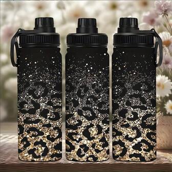 1 pezzo Bottiglia termica in acciaio inossidabile, Borraccia sportiva, Design a stampa leopardata sfumata, Una buona scelta per uso personale o come regalo, Natale, Compleanno e altre occasioni festive, Lavare a mano, Può contenere acqua, caffè, succhi e altre bevande.