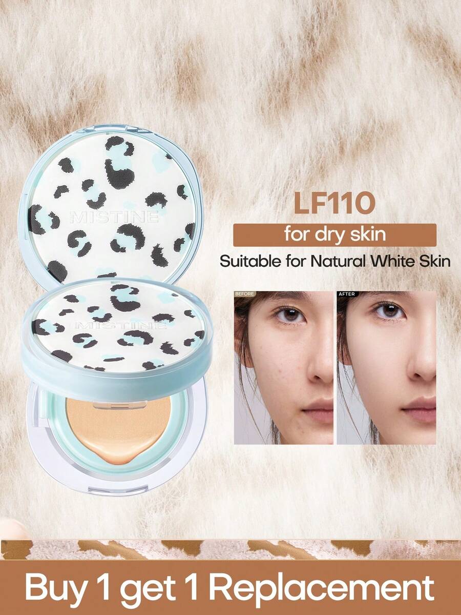 MISTINE 2pcs 13g/Pc Soft Focus Cushion Foundation, Creates Natural Dewy Makeup, Moisturizing, Suitable For Dry Skin, Medium Coverage LF110 - LF110 - View 1