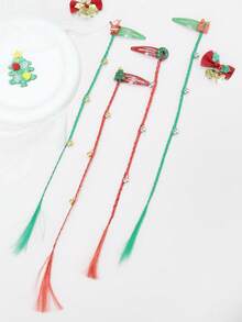 Clips para el cabello trenzado de edición limitada de Navidad en rojo y verde, clips para el cabello trenzado con cuentas con diseños de Papá Noel/árbol de Navidad/regalo/corona, clips para el cabello trenzado de colores, decoraciones lindas de clips laterales