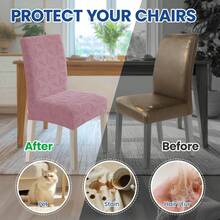 YSTYLE Chair Covers With Backrest 2/4/6 Pieces, Stretch Chair Covers, Living Room Kitchen Chair Covers, Universal Cat Scratch-Resistant Chair Cover, Modern Stain-Resistant Chair Cover - Pink - View 6