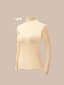 女士高领无缝上衣，女士保暖长袖保暖内衣打底衫，超薄秋季服装，女士秋装，纯色保暖内衣，保暖舒适长袖圆领无缝打底衫，修身高弹打底衫，轻薄透气上衣，休闲纯色轻薄保暖秋冬打底裤
