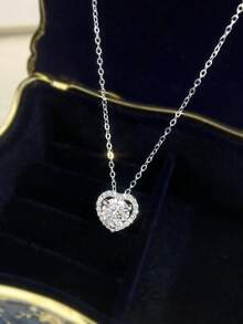 1件心形1.0克拉莫桑石钻石项链 S925纯银结婚项链 订婚项链 奢华珠宝 女士周年纪念礼物 - 心形莫桑項鍊 - 查看 2