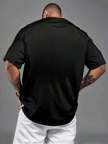 LZJSHOP2-Men'S  Youngsters Graphic Tee - Red Casual Crew Neck T-Shirt With Bold "YOUNGLA" Print, Short Sleeves, Lightweight Polyester Fabric, Perfect Gift For Summer, Everyday |        Casualwear |       Glossy Texture - 黑色 - 查看 2