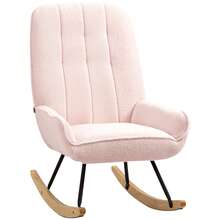 HOMCOM Rocking Chair Padded Relaxing Chair With Sherpa Fleece In Pink Up To 150 Kg Comfortable Swing Chair 63x95x97cm - Pink - View 3