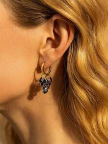 1 Pair Fashionable High-End Luxury Sparkling Elegant Sweet Versatile High-Quality Gold, Silver, Pink, Colorful, Peach, White Water Drop, Heart, Flower, Round Zirconia Hoop Earrings, Suitable For Women's Daily Wear, Weddings, Galas, Parties, Dance Floors, Gifts For Friends - 海軍藍多色鋯石耳環 - 查看 5