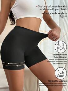 Women's Seamless Shaping Briefs, Dress Lining Shapewear Shorts, Tummy Control Butt Lifting Panties - Black - View 3