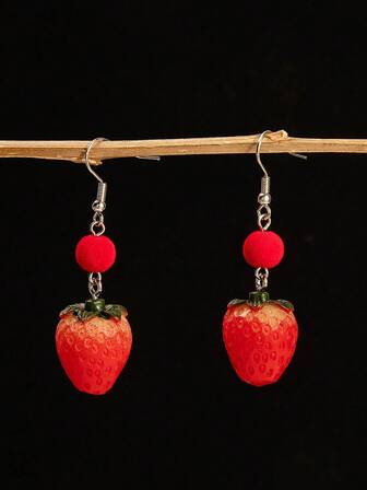 1 Pair DIY Creative Acrylic Watermelon & Strawberry Fruit Earrings, Party Jewelry