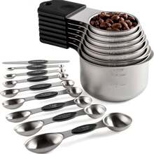 16pcs Stainless Steel Magnetic Measuring Cups And Spoons Set, Stackable Measuring Cups And Spoons, Kitchen Baking Tools, Seasoning Utensils With Measurement Markings - Multicolor - View 2