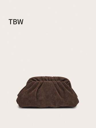 Vintage veckad mocka molnkuvertväska för kvinnor, stor kapacitet modedesign, lämplig för utomhusshopping