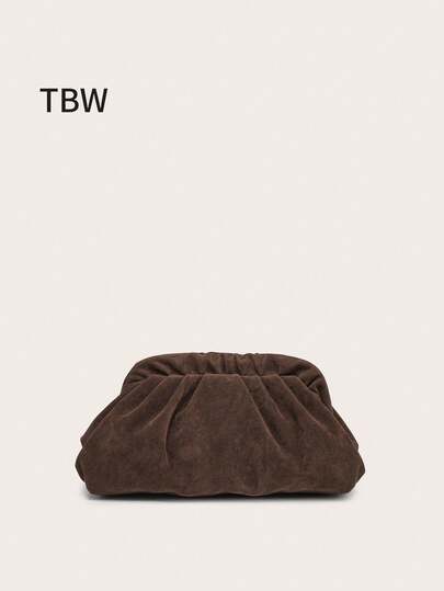 Vintage veckad mocka molnkuvertväska för kvinnor, stor kapacitet modedesign, lämplig för utomhusshopping