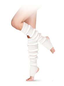 Women Long Stirrup Leg Warmers Over The Knee Ribbed Knit 80s Retro Dance For Yoga Ballet Party Winter Warm, Cozy