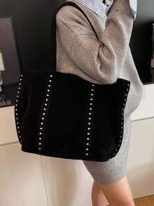 1 Stück vintage modische Umhängetasche mit einem Schulterriemen für Frauen, großes Fassungsvermögen mit Nieten-Dekor, geeignet für Party, Bankett, täglichen Gebrauch, kann Handy, Spiegel, Schlüssel, Lippenstift, Geldbörse aufnehmen, ideal als Weihnachts-, Muttertags- oder Geburtstagsgeschenk