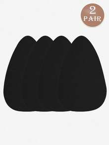 2 Pairs/4 Pcs Plus Size Disposable Invisible Lifting Adhesive Water Drop Shaped Nipple Covers, Fabric Surface Strapless Bra, Beige Brown Coffee Black, Suitable For B-E Cup Large Breasts - Multicolor - View 24