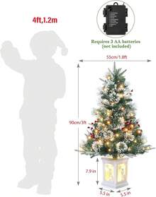 Mini árbol de Navidad de 3 pies con 78 luces LED blancas cálidas de alta calidad, 8 modos de árbol de pino de Navidad para decoración de Navidad, decoración de fiestas, hogar, oficina, base de alce - Verde - Ver 13