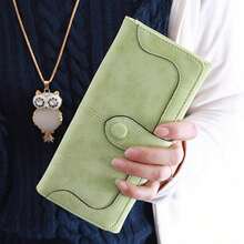 Women's Vegan PU Leather Wallet, 17 Card Slots Card Holder Bifold, Large Capacity Zipper Pocket Phone Handbag With ID Window - 玫瑰紅 - 查看 4