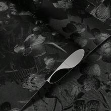 Black Peel And Stick Wallpaper 15.74" X 118.11" Emed Butterfly Vintage Textured Wall Paper Retro Solid Black Butterfly Contact Paper Self Adhesive Wallpaper For Countertop Cabinets Bedroom - 黑色 - 查看 9