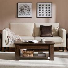 Butterslay 1PC Rustic Lift-Top Coffee Table, Center Table With Hidden Compartment & Open Shelf, Space-Saving Side Table For Living Room, Reception Room, Office - cà phê espresso - Xem 2