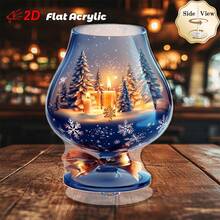 2D Scena natalizia piatta in acrilico rotante - Raffigurante Babbo Natale, pupazzo di neve e carrozza in un paesaggio invernale illuminato - Base rotante a 360°, statua da collezione durevole senza alimentazione elettrica per casa, ufficio, camino o feste - Decorazione festiva ideale perOgnissanti Halloween, con luci scintillanti e dettagli innevati - Multicolore - Visualizzare 4