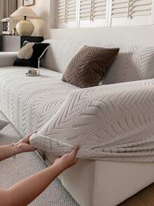 1 chiếc bọc ghế sofa màu be trơn, chất liệu jacquard, co giãn, che phủ toàn bộ, phong cách tối giản, thân thiện với thú cưng, chống trượt, chống bẩn và chống trầy xước, phù hợp cho mùa xuân, hè, thu và đông, có thể giặt máy, dùng để trang trí nhà cửa dịp lễ và năm mới. - Màu Xám nhạt - Xem 9