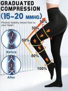 AILAKA 20-30mmHg Compression Socks, Men's And Women's High Waisted Pantyhose, Exposed Toe Breathable/Toe Wrapped Warm Medical Pressure Socks, Black Beige Venous Stretch Socks, Thigh High Compression Tight Gradient Support - Beige - View 1