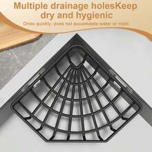 1PC Triangular Draining Basket Multi-Functional Storage Rack, Black Plastic Diamond-Shaped Model, Kitchen Small Tools, Bathroom, Kitchen Storage Rack.