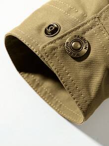 Autumn/Winter New Men's Long Sleeve Jacket, Lapel Casual Fashion Versatile Jacket, Multi-Pocket Military Green Button Jacket, Retro Jacket