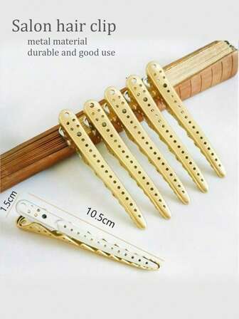 6个鲨鱼造型发夹，轻质铝制美发分区夹，防锈美发造型夹