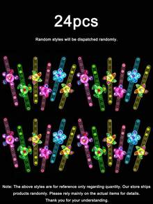 24pcs/Set Rotating LED Light Up Wristbands, Flashing Bracelets, Suitable As Jewelry, Birthday, Graduation, Wedding, Party, Carnival, Easter Gifts, Birthday Party Decorations, Night Lights, Toy Party Favors, Unique Gifts For Men, Personalized Gifts, Holiday Accessories, Party Favors, Outdoor Games, Glow Party Supplies (Random Style) - Multicolor - View 11