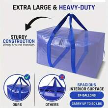 Heavy-Duty Extra Large Moving Bags With Zipper Closure - Extra Large Moving Totes, Stackable Storage Bags For Moving, Storage, Dorm, Travel - Reusable Packing Boxes Alternative - College Apartment Essentials (Blue), Durable Carrying Handles, Sturdy Handle Design, Dorm Organization, Reinforced Handles, Frequent Travelers - 2 cái - Xem 11