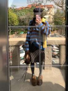 Plaid Skirt, Slimming Knee-Length Plaid Bodycon Skirt - Grey - View 10