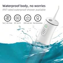 一套手持式电动冲牙器（含4个喷嘴）、一套成人电动牙刷（含4个可替换刷头）、IPX7级防水、持久耐用、USB充电式牙齿清洁器、电动冲牙器和电动牙刷组合套装，适用于家庭口腔护理 - 白色 - 查看 8