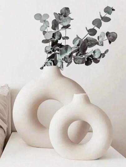 1 قطعة إناء بلاستيكي دائري للزينة، إناء للزهور الاصطناعية، إناء بسيط لتزيين غرفة المعيشة وقاعات المعارض