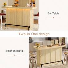 LITTLE TREE 4-Tier Bar Table, 70.9-Inch Large Wooden Home Bar Unit With Wine Glass Holder And Black Footrest, Pub Table With Storage Shelves For Home, Patio, Basement - 淺棕色 - 查看 6