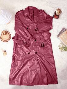 Apperloth A Long Fashion Sexy Wind Resistant Women's Leather Jacket - Red - View 7