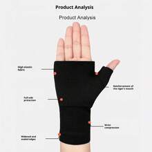 1 Pair High Elastic Compression Palm & Wrist Support, Tendon Sheath Joint Sprain Prevention Wrist Guards, Outdoor Fitness Cycling Compression Half Finger Gloves - Multicolor - View 5
